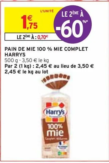 pain de mie 100 % mie complet harrys