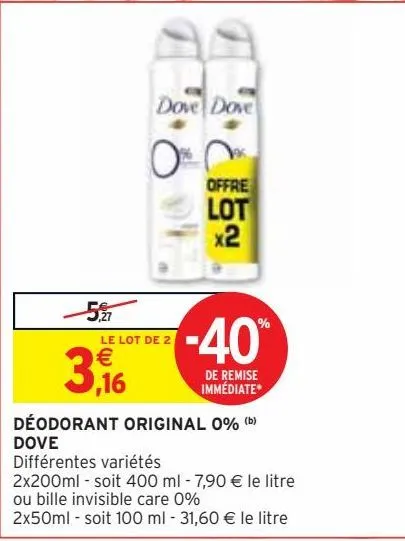 déodorant original 0% (b) dove