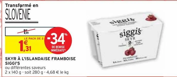 skyr à l'islandaise framboise siggi's