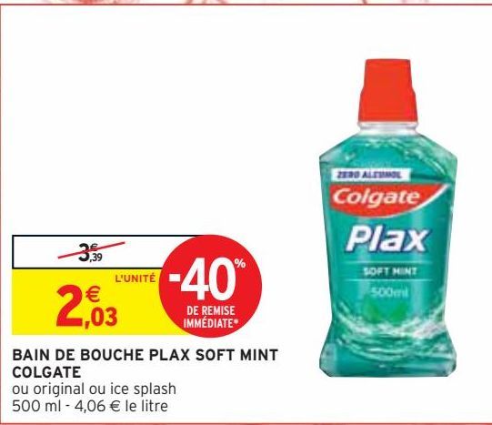 BAIN DE BOUCHE PLAX SOFT MINT COLGATE