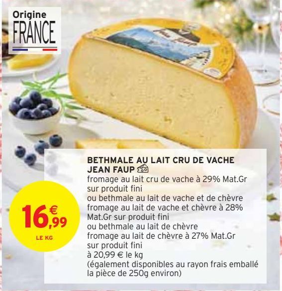 BETHMALE AU LAIT CRU DE VACHE JEAN FAUP