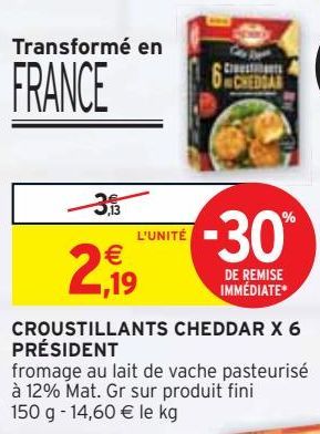 CROUSTILLANTS CHEDDAR X 6 PRÉSIDENT