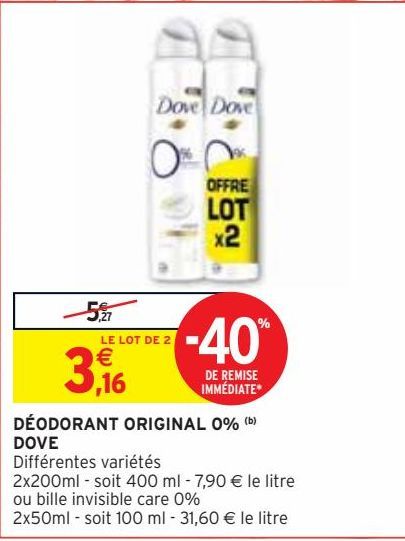 DÉODORANT ORIGINAL 0% (b) DOVE