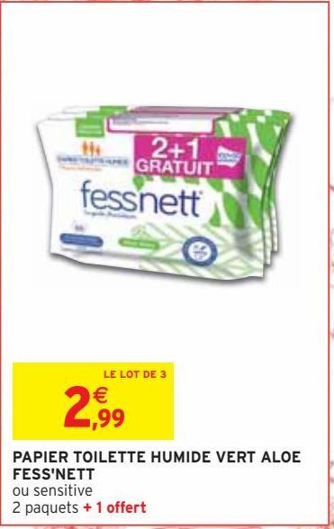 PAPIER TOILETTE HUMIDE VERT ALOE  FESS'NETT