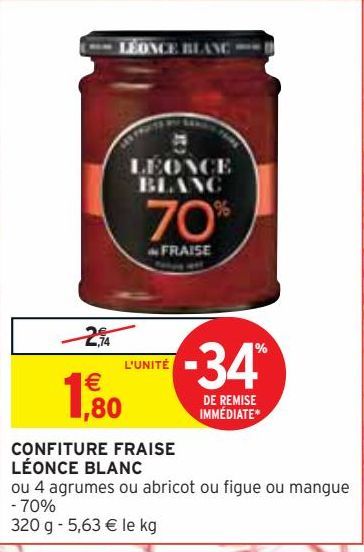 CONFITURE FRAISE  LÉONCE BLANC