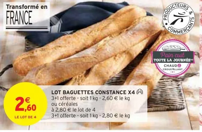 lot baguettes constance x4