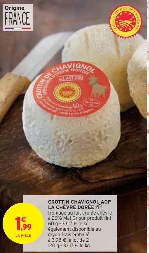 crottin chavignol aop  la chèvre dorée