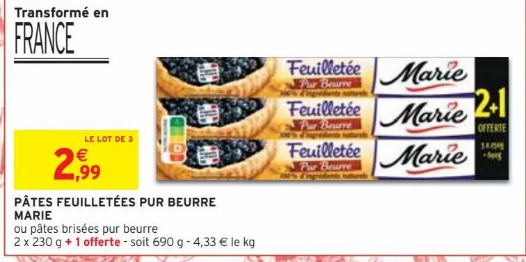 pâtes feuilletées pur beurre  marie