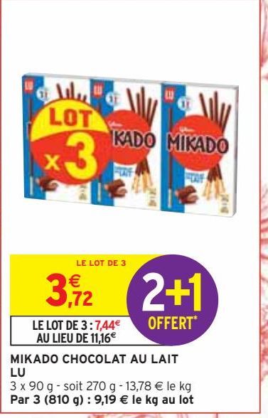 MIKADO CHOCOLAT AU LAIT  LU