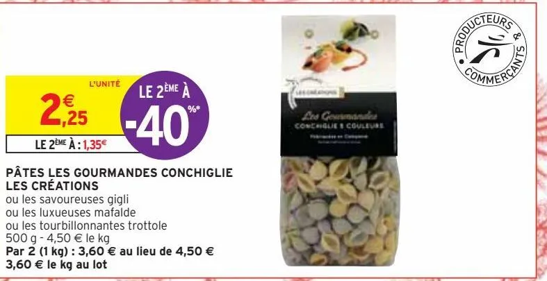 pâtes les gourmandes conchiglie  les créations