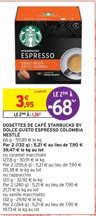DOSETTES DE CAFÉ STARBUCKS BY DOLCE GUSTO ESPRESSO COLOMBIA NESTLÉ