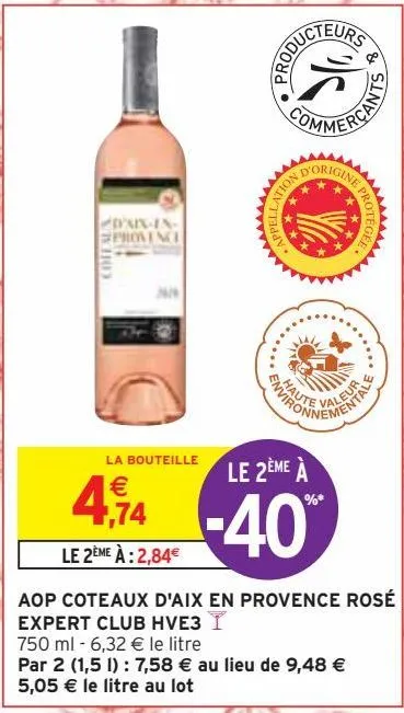 aop coteaux d'aix en provence rosé expert club hve3