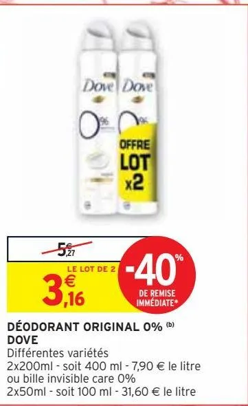 déodorant original 0% (b) dove