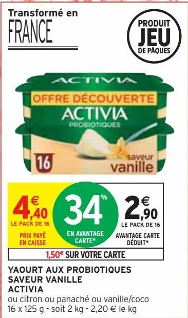 yaourt aux probiotiques saveur vanille activia
