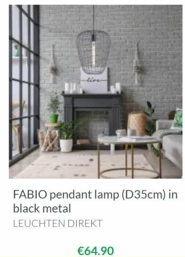 live  fabio pendant lamp (d35cm) in black metal  leuchten direkt  €64.90 