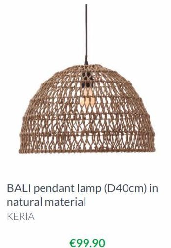 BALI pendant lamp (D40cm) in natural material  KERIA  €99.90 