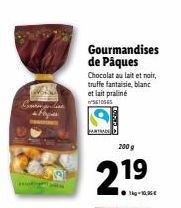 Gourmandises de Pâques  Chocolat au lait et noir, truffe fantaisie, blanc et lait praliné  5610565  FANTRADE  200 g  219 