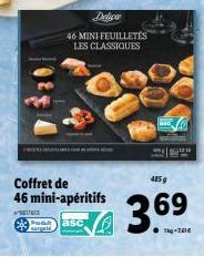 Coffret de 46 mini-apéritifs  7  man asc  Delica  46 MINI-FEUILLETÉS LES CLASSIQUES  485g  3.69  