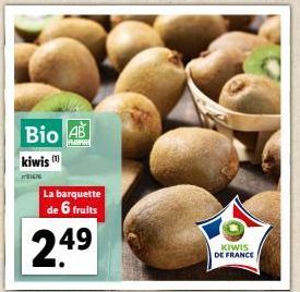 Bio AB kiwis  IN  La barquette de 6 fruits  24⁹  KIWIS DE FRANCE 