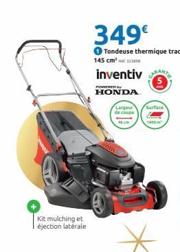 Kit mulching et éjection latérale  inventiv  POWERED by HONDA  Largeur  de coupe  45 cm  Surface  1000m²  