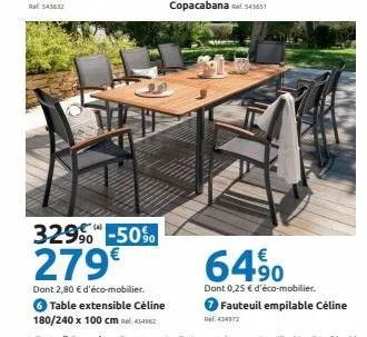 €  64%  dont 0,25 € d'éco-mobilier. fauteuil empilable céline  434972 