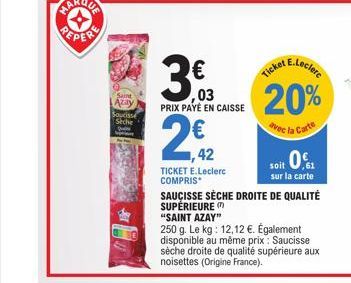 saucisse sèche E.Leclerc