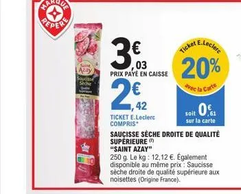 saucisse sèche e.leclerc