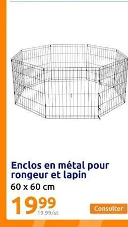 enclos en métal pour rongeur et lapin 60 x 60 cm  19.99/st 