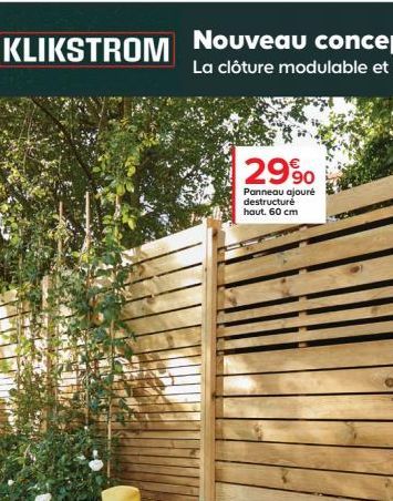 KLIKSTROM  2990  Panneau ajouré destructuré haut. 60 cm  