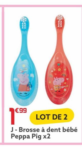 brosse à dents bebe Peppa Pig x2