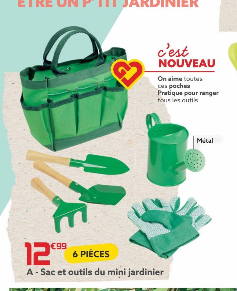 Sac et outils du mini jardinier