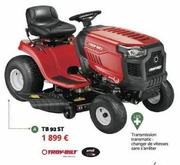 tb 92 st  1 899 €  otroy-bilt  stroy bht  mtd  transmission transmatic: changer de vitesses sans s'arrêter 