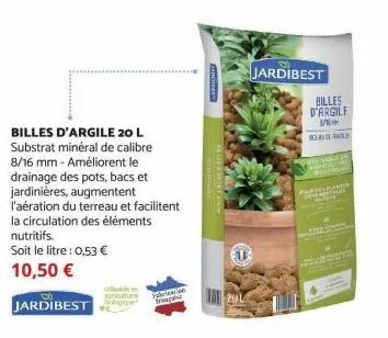 billes d'argile 20 l substrat minéral de calibre 8/16 mm - améliorent le drainage des pots, bacs et jardinières, augmentent l'aération du terreau et facilitent la circulation des éléments nutritifs.  