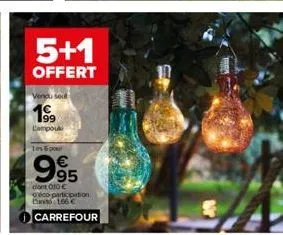 vendu sell  199  lampoule  5+1  offert  63  les pour  995  dont 010 € co participation 166 €  carrefour 