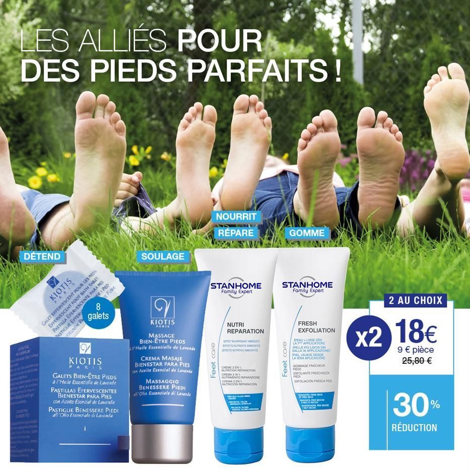 LES ALLIES POUR DES PIEDS PARFAITS!  DÉTEND  w/9  PARTING  KIOTIS  PARIS  8  galets  DELNDE PA  ERI PIED  GALET EFFERVESCENT POUR LES PEDS EFFERVESCENT FOOT BATH TABLET PASTILLA EFERVESCENTE PARA PES 