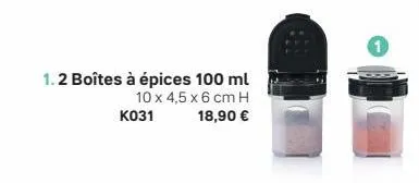 1.2 boîtes à épices 100 ml  10 x 4,5 x 6 cm h  18,90 €  k031 