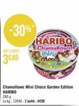 3649  Chamallows Mini Choco Garden Edition HARIBO  280 g  Le kg: 12646 - L'unité: 4€99  HARIBO  Chamallows mini  choco Gernation 