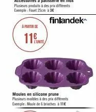 a partir de  11  moules en silicone prune plusieurs modèles à des prix différents exemple: moule de 6 brioches à 11€  finlandek 