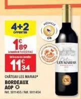 4+2  offerter  1⁹9  and stati  1134  chateau les marias  bordeaux  aop o  ret 5011455/r5011454  medalle  or  lexmaria 