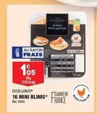 AU RAYON FRAIS  105  135 1778 C  EXCELLENCE  16 MINI BLINIS" Ret 4005  ÉLABORÉN  FRANCE  