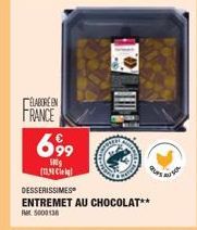 ELABORE EN  FRANCE 699  500g (125 cil  TOMA  DESSERISSIMES  ENTREMET AU CHOCOLAT** 5000138  Ques 