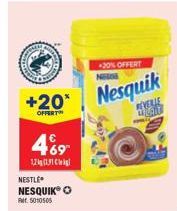 4%9  1.2kg (1,91kg  NESTLÉ NESQUIK O 5010505  20% OFFERT  n  +20 Nesquik  REVERLIE  CAUGHT 