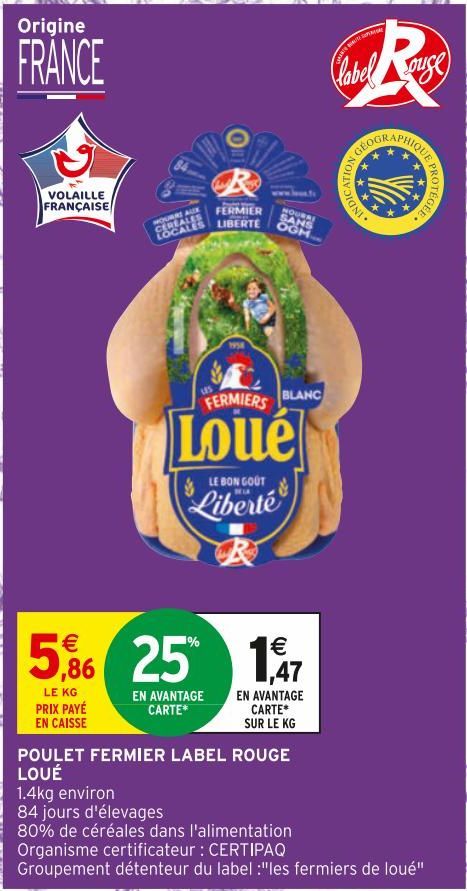 POULET FERMIER LABEL ROUGE LOUE