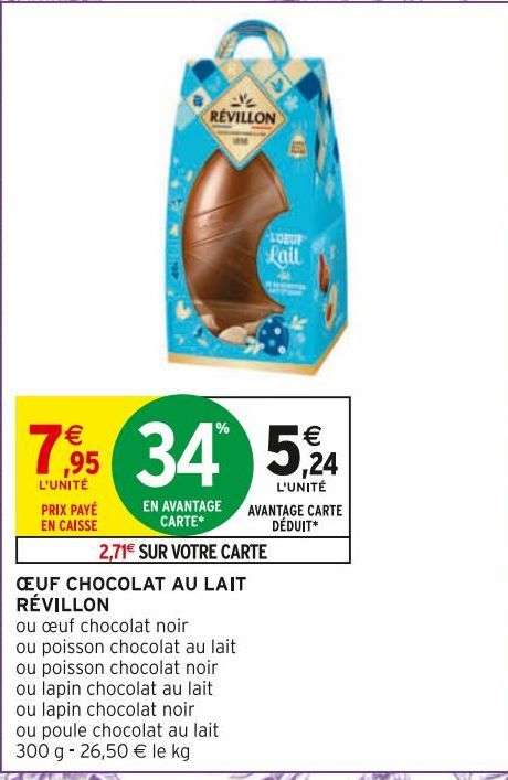 OEUF CHOCOLAT AU LAIT REVILLON