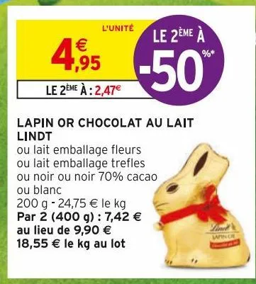 lapin or chocolat au lait lindt