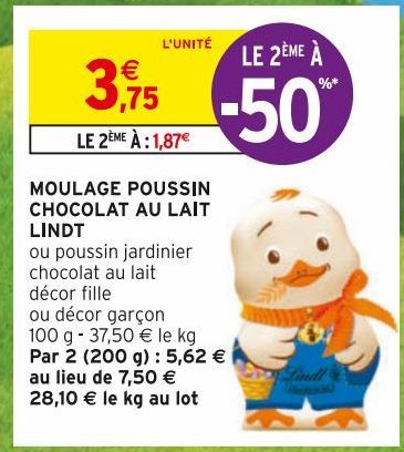 MOULAGE POUSSIN CHOCOLAT AU LAIT LINDT