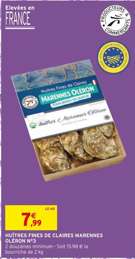huîtres fines de claires marennes Oléron N°3
