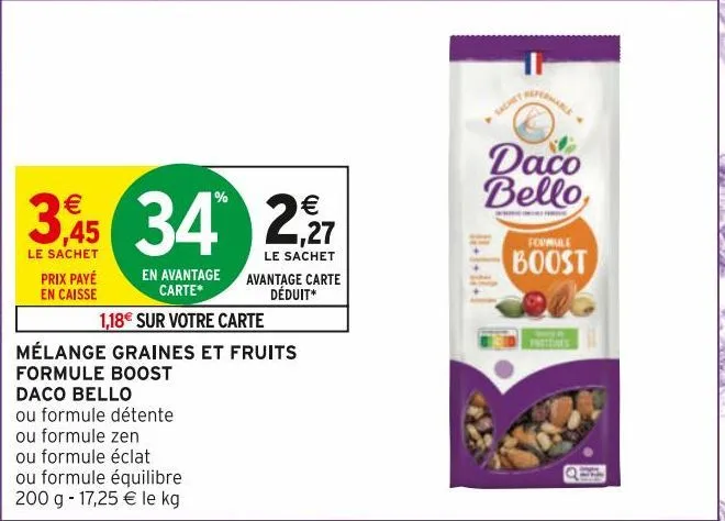 mélange graines et fruits fromule boost daco bello