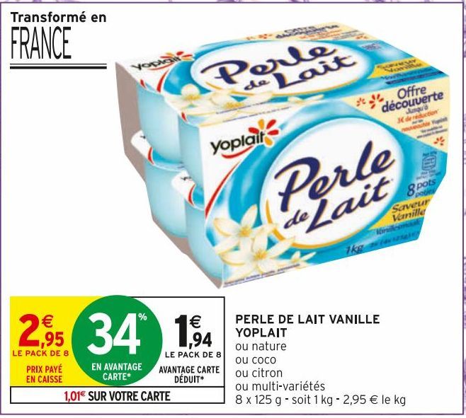 perle de lait vanille Yoplait