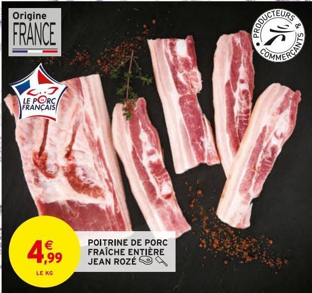 poitrine de porc fraîche entière Jean Rozé